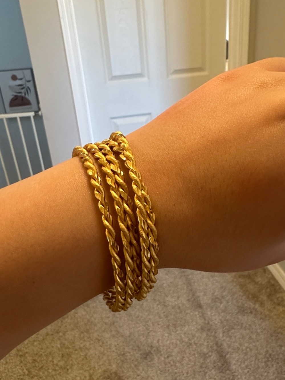 18K Gold plated Twisted Rope Bangle Bracelet Set